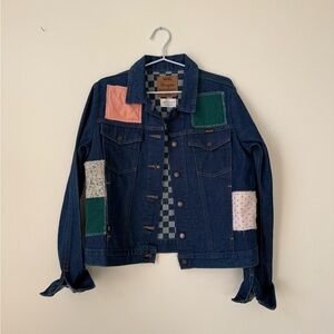 ⭐️ 15. Handmade Upcycled HEART Patchwork Denim Jacket -SHACKET- vans x wrangler